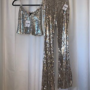 Sequins forever 21 set with flared pants.